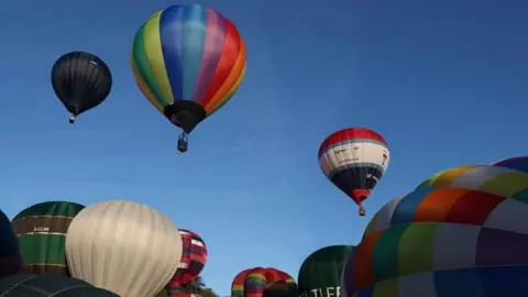 Mass launch of balloons at the Bristol Balloon Fiesta