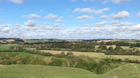A picture of open fields and land that would be used for the North Dorchester Garden Development, taken from a Dorset Council document about the scheme.