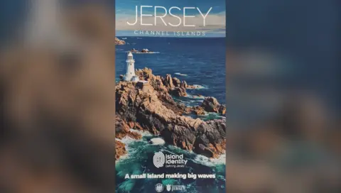 Government of Jersey The front page of the brochure includes a picture of Corbiere lighthouse and is overlaid with text saying "Jersey Channel Islands" at the top and "A small island making big waves" at the bottom. It has government of Jersey and Island Identity branding.