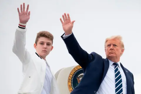 Getty Images Barron Trump and his father