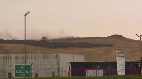 Cleveland Fire Brigade Fire burns at landfill site in Hartlepool