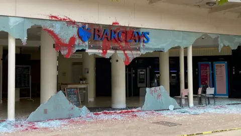 Barclays bank branch that was targeted by protestors