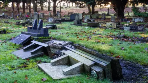 Durham County Council A group of headstones all pushed over