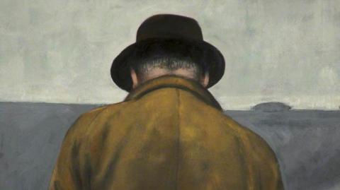 portrait of LS Lowry from the behind