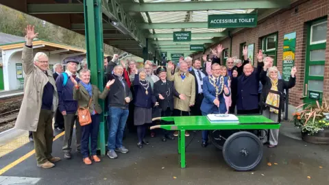 Celebrations at Okehampton station