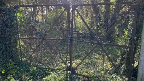 Fenced off area at the former allotments site