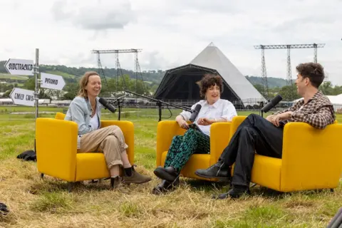 BBC Emily Eavis speaking to Annie MacManus and Nick Grimshaw on the BBC's Sidetracked podcast