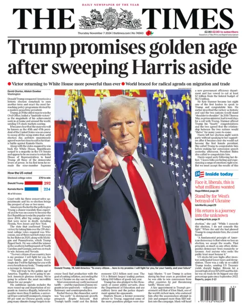  "Trump promises aureate  property  aft  sweeping Harris aside"