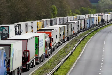 PA Media Lorries queued in Operation Brock