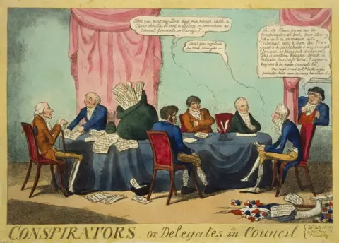 Library of Congress Cartoon depicting spies helping the government