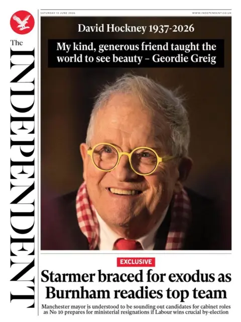 The headline of the Independent reads: "Starmer braced for exodus as Burnham readies top team."