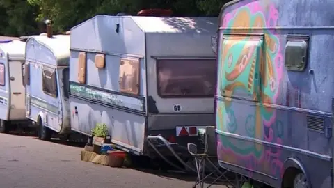 BBC A load of caravans parked up