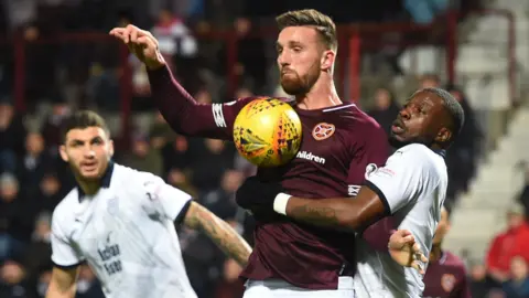 David Vanacek playing for Hearts against Dundee