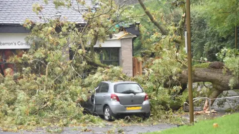 Stewart Tree on car in Cambusbarron