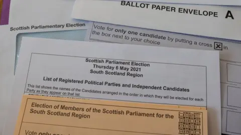 Getty Images Postal voting ballot for the 2021 Scottish Parliament elections