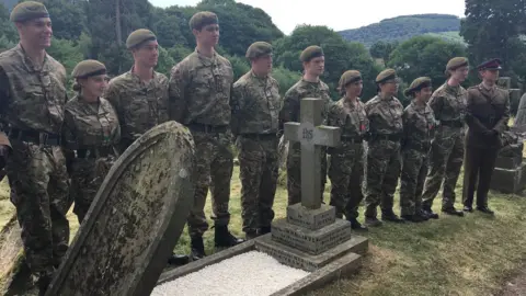 BBC Members of the local cadets at the grave on William Allen