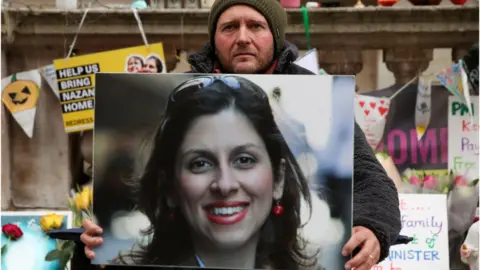 Reuters Richard Ratcliffe, husband of Nazanin Zaghari-Ratcliffe, during his hunger strike outside the Foreign, Commonwealth and Development Office (FCDO)