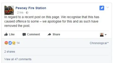 Facebook Pewsey Fire station Facebook post