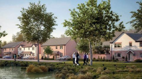 An artists' impression of a housing estate's regeneration project