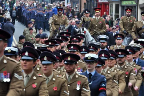 NEMM A parade marched in Melton, Leicestershire.