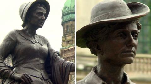 Mary Ann McCracken and Winifred Carney statues