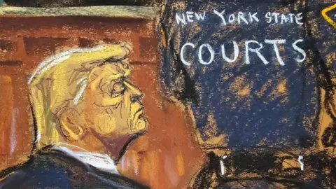 Reuters A sketch of Donald Trump in a courtroom