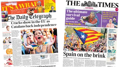 The Daily Telegraph and the Times front pages