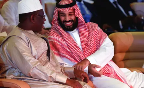 Reuters L-R: Senegalese President Macky Sall and Saudi Saudi Crown Prince Mohammed bin Salman sitting side by side in Riyadh, Saudi Arabia - Wednesday 24 October 2018