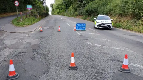 Road closure on A60 in Arnold