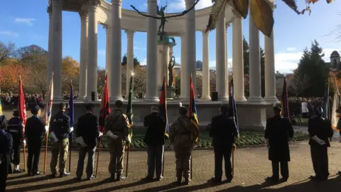 BBC Servicemen and women in Cathays Park for Armistice Day