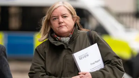 Getty Images Baroness Louise Casey arriving at Queen Elizabeth II Conference Centre for a press briefing in London on 20 March, 2023.