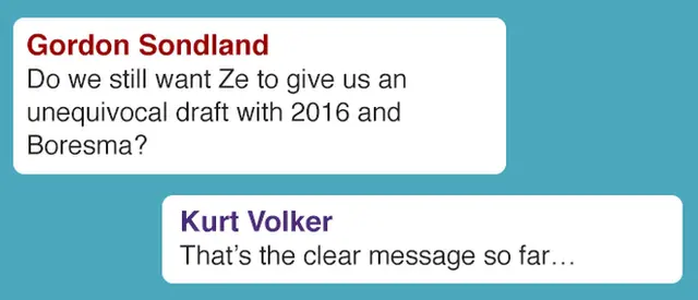 Do we still want Ze to give us an unequivocal draft with 2016 and Boresma? Kurt Volker