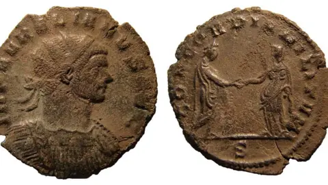 British Museum Copper alloy coin of Aurelian, Roman hoard, Huntingdon