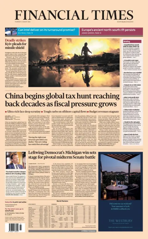 "China begins global tax hunt reaching back decades as fiscal pressure grows" reads the headline on the front page of the Financial Times.