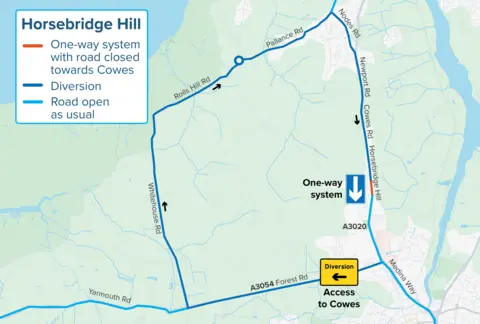 Southern Water Map showing diversion and one-way system.