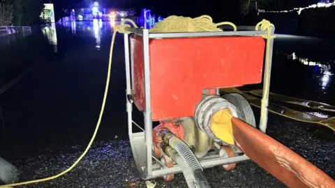 BBC Fire pump at the scene in Barnwood