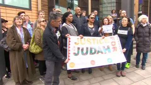 BBC Campaigners gather outside Bristol Magistrates' Court
