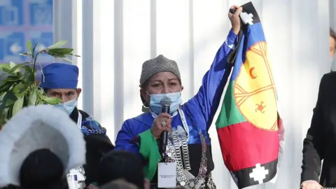 EPA Elisa Loncon a Mapuche constituent is elected president of the Constitutional Convention in the inaugural session of the Constitutional Convention