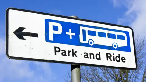 Blue Park and Ride road sign