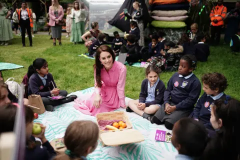 PA Media Catherine, Princess of Wales hosts a children's picnic at a newly created garden at Chelsea Flower Show, in London, Britain, May 22, 2023.