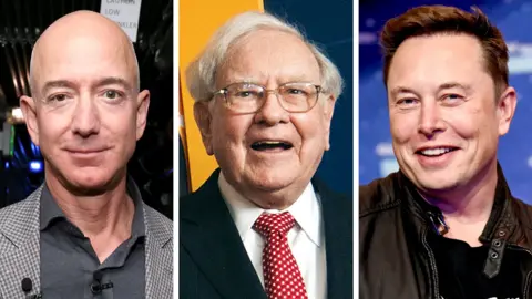 Getty Images Jeff Bezos, Warren Buffet and Elon Musk