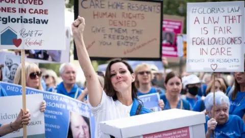 PA Media Ruthie Henshall and Rights For Residents hand in petition at 10 Downing Street, London.