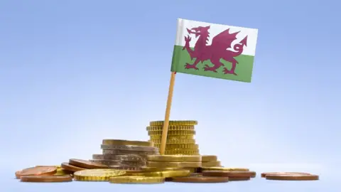 Getty Images Welsh flag and Welsh coins