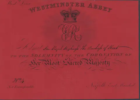 The Royal Archives Coronation invitation, Queen Victoria, 1838