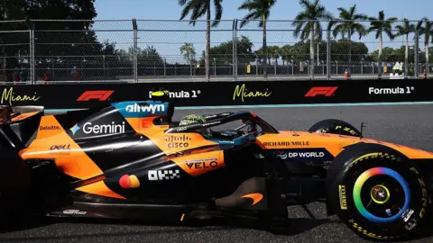 Lando Norris on track in Miami 