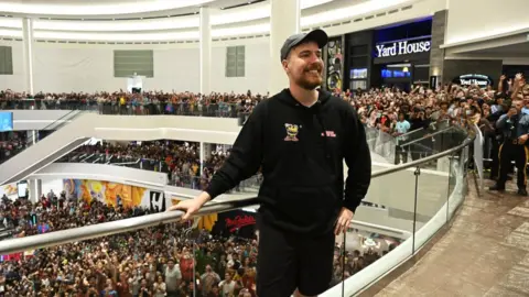 Getty Images MrBeast in front of a large crowd