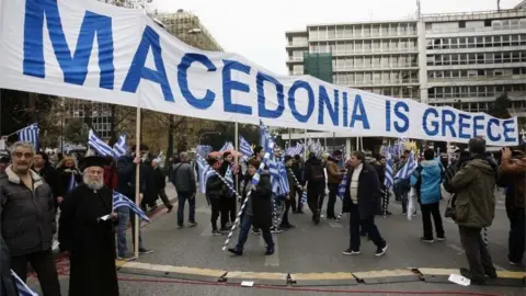 EPA Greeks protesting in Athens, 4 February 2018