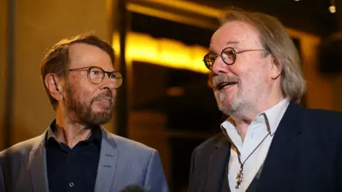 PA Bjorn Ulvaeus and Benny Andersson from Abba