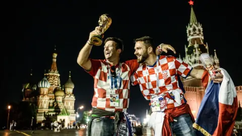 AFP Croatian supporters celebrating their victory in Red Square, Moscow