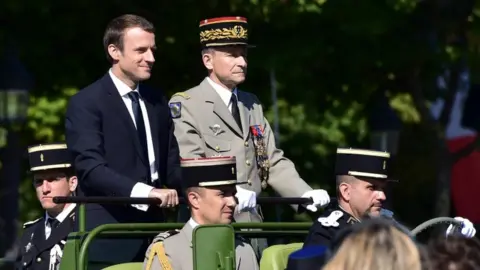 AFP Mr Macron and Gen de Villiers at the Bastille Day parade last Friday